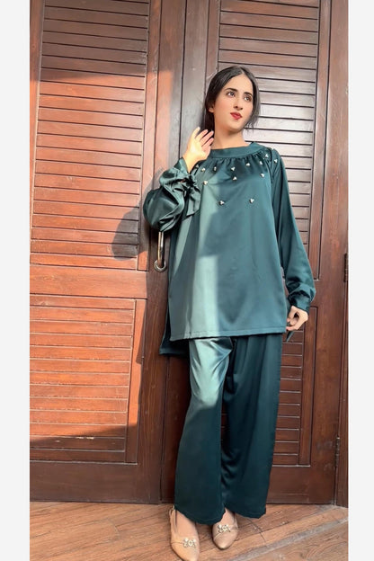 Premium Silk Pearl Detail Co-Ord Set TS-50