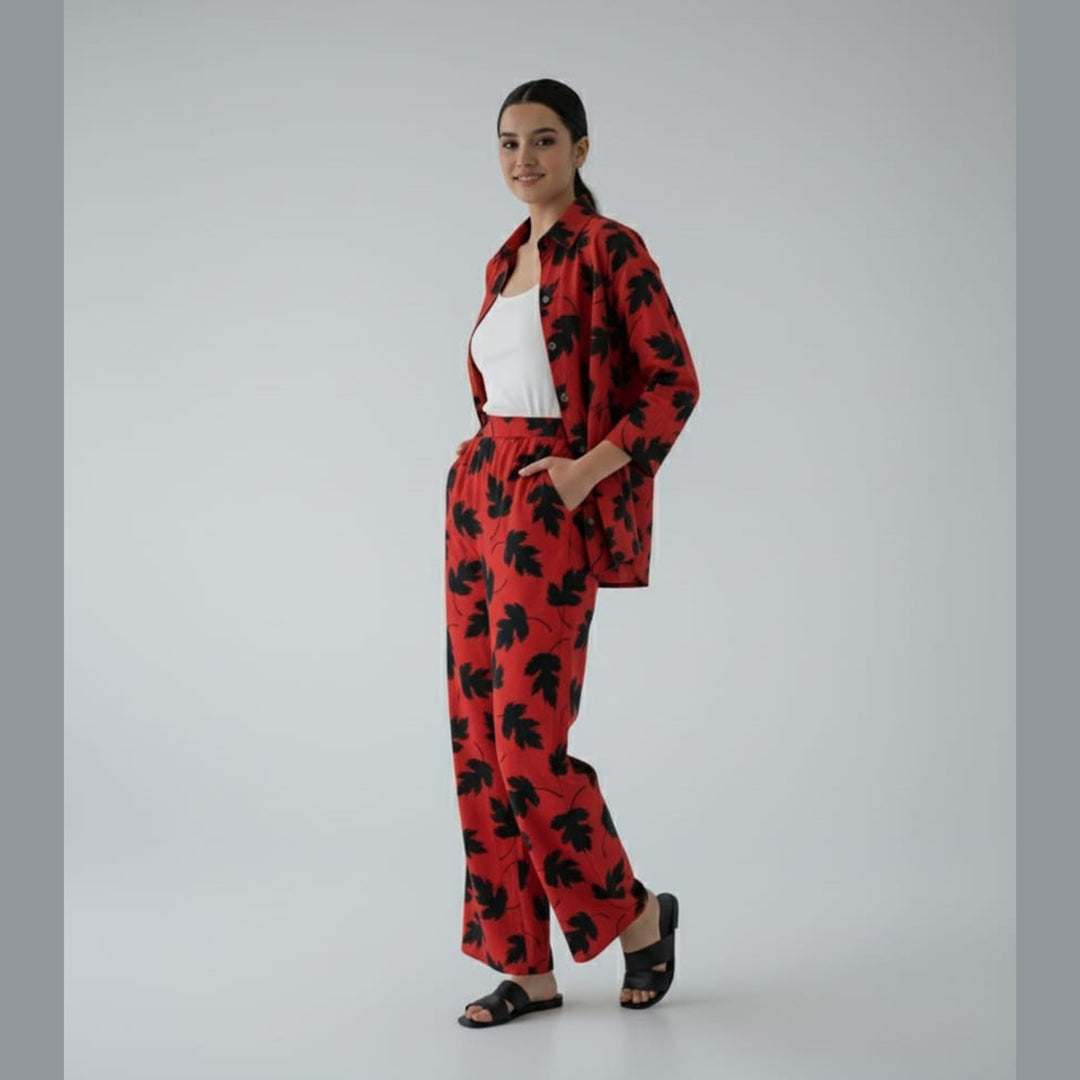 Autumn Leaf Printed Khaddar Co-Ord Set TF-101