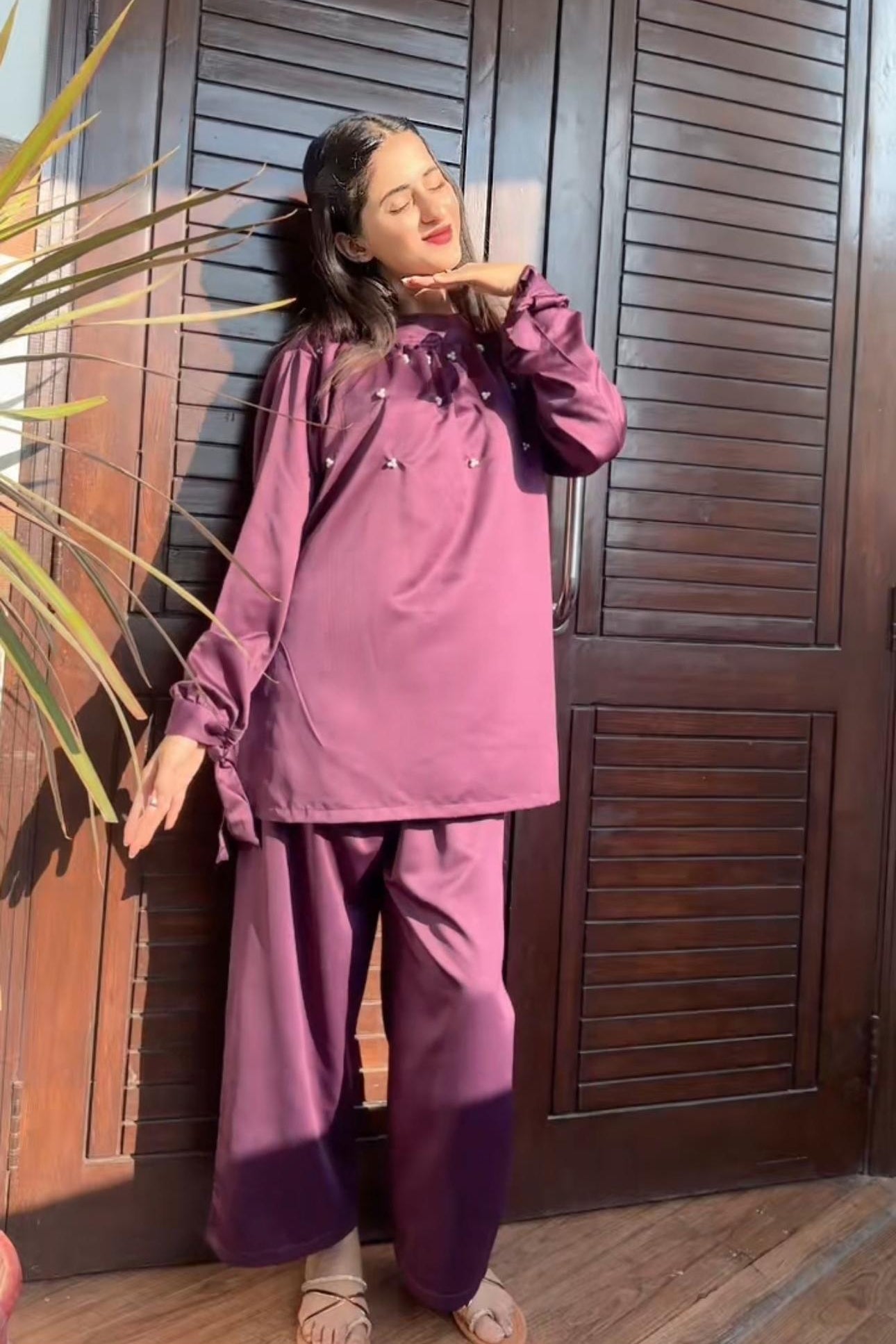 Premium Silk Pearl Detail Co-Ord Set TS-50