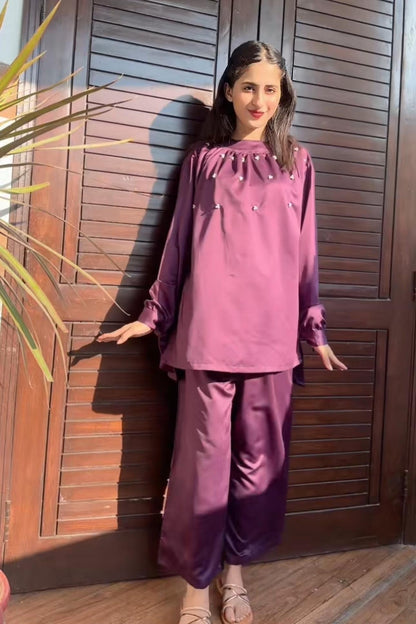 Premium Silk Pearl Detail Co-Ord Set TS-50