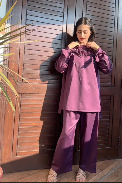 Premium Silk Pearl Detail Co-Ord Set TS-50