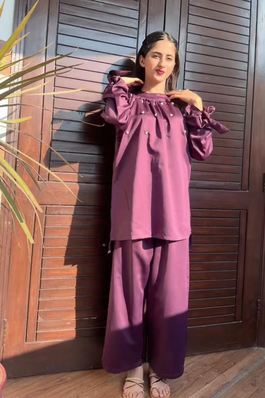 Premium Silk Pearl Detail Co-Ord Set TS-50