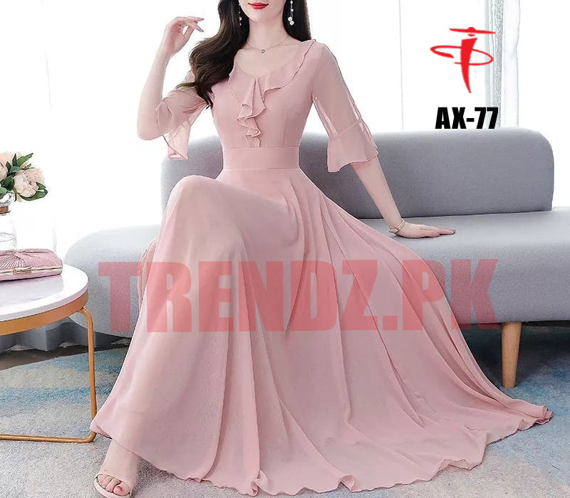 Women's Solid Color Plain Maxi Dress AX-77