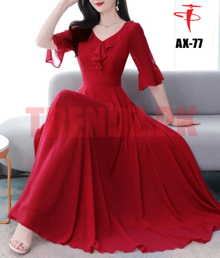 Women's Solid Color Plain Maxi Dress AX-77