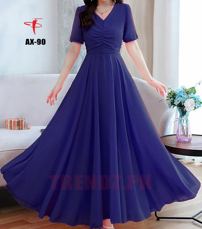 Women's Solid Color Plain Maxi Dress AX-90