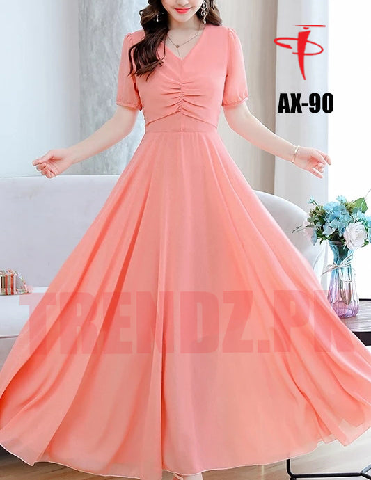 Women's Solid Color Plain Maxi Dress AX-90