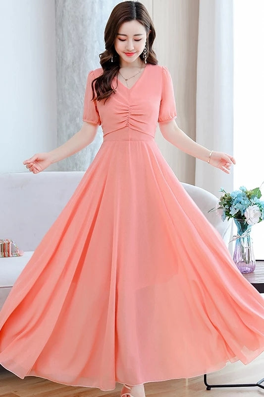 Women's Solid Color Plain Maxi Dress AX-90