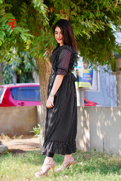 Women’s Premium Chiffon Printed Long Maxi Dress LF-23