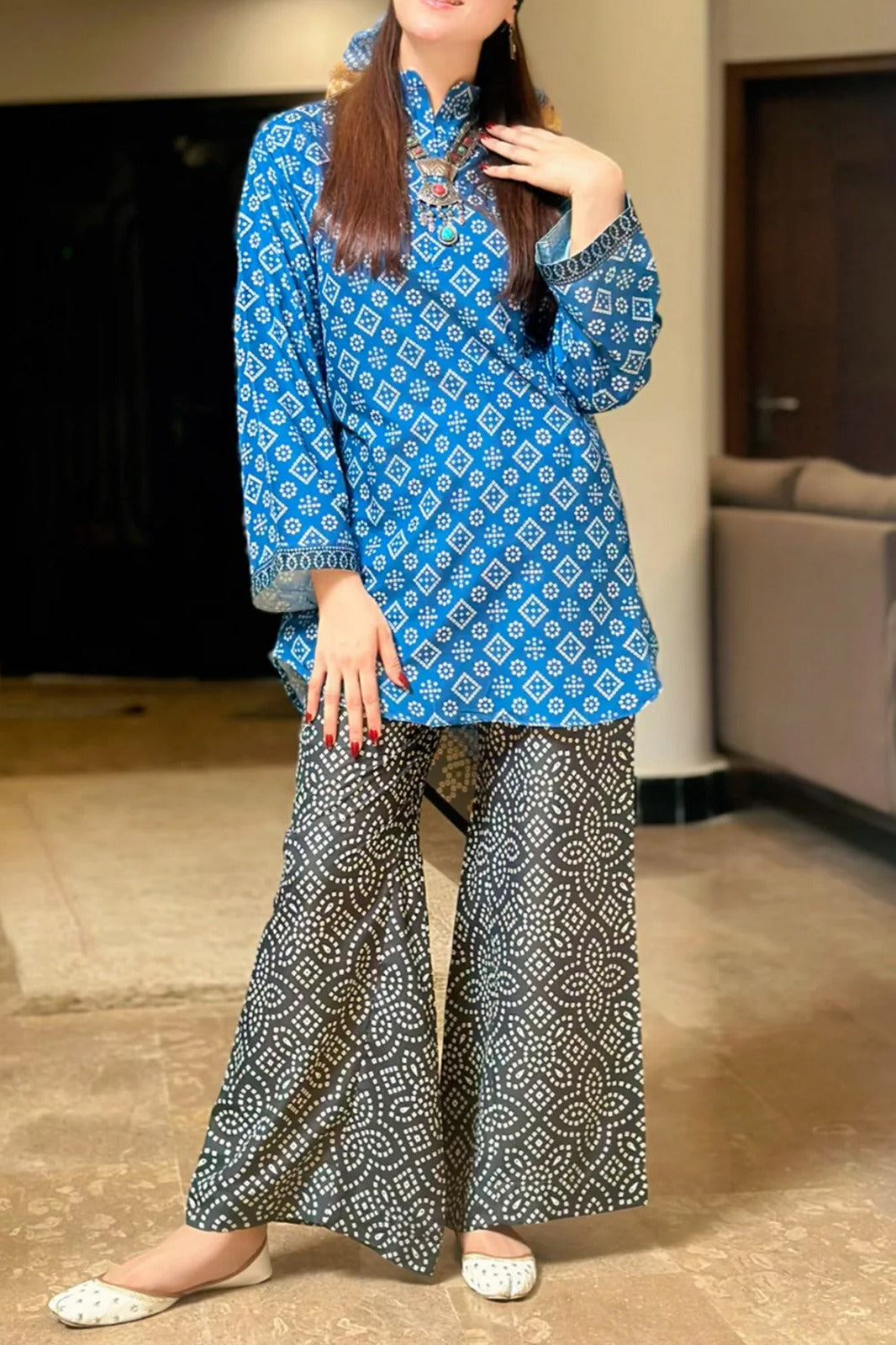 Stitched 2 piece printed shirt and trouser VK-127