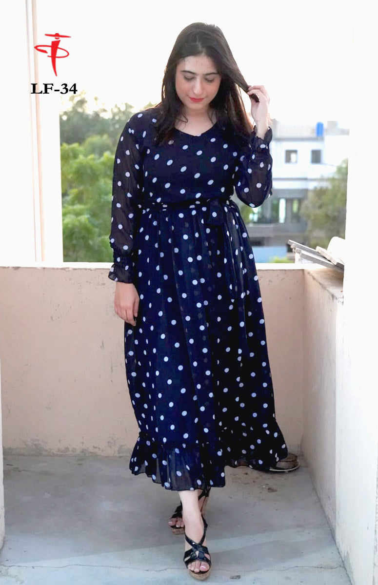 Women’s Premium Chiffon Printed Long Maxi Dress LF-34