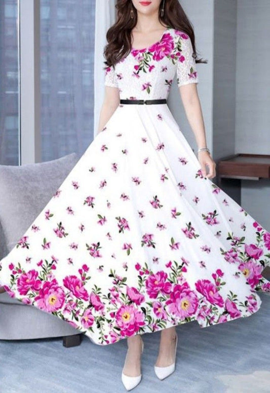 Elegant Digital Printed Crepe Maxi – 1405